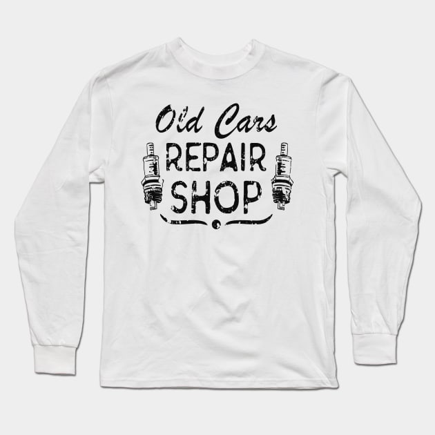 Car Mechanic Spark Plug Workshop Vintage Long Sleeve T-Shirt by Foxxy Merch